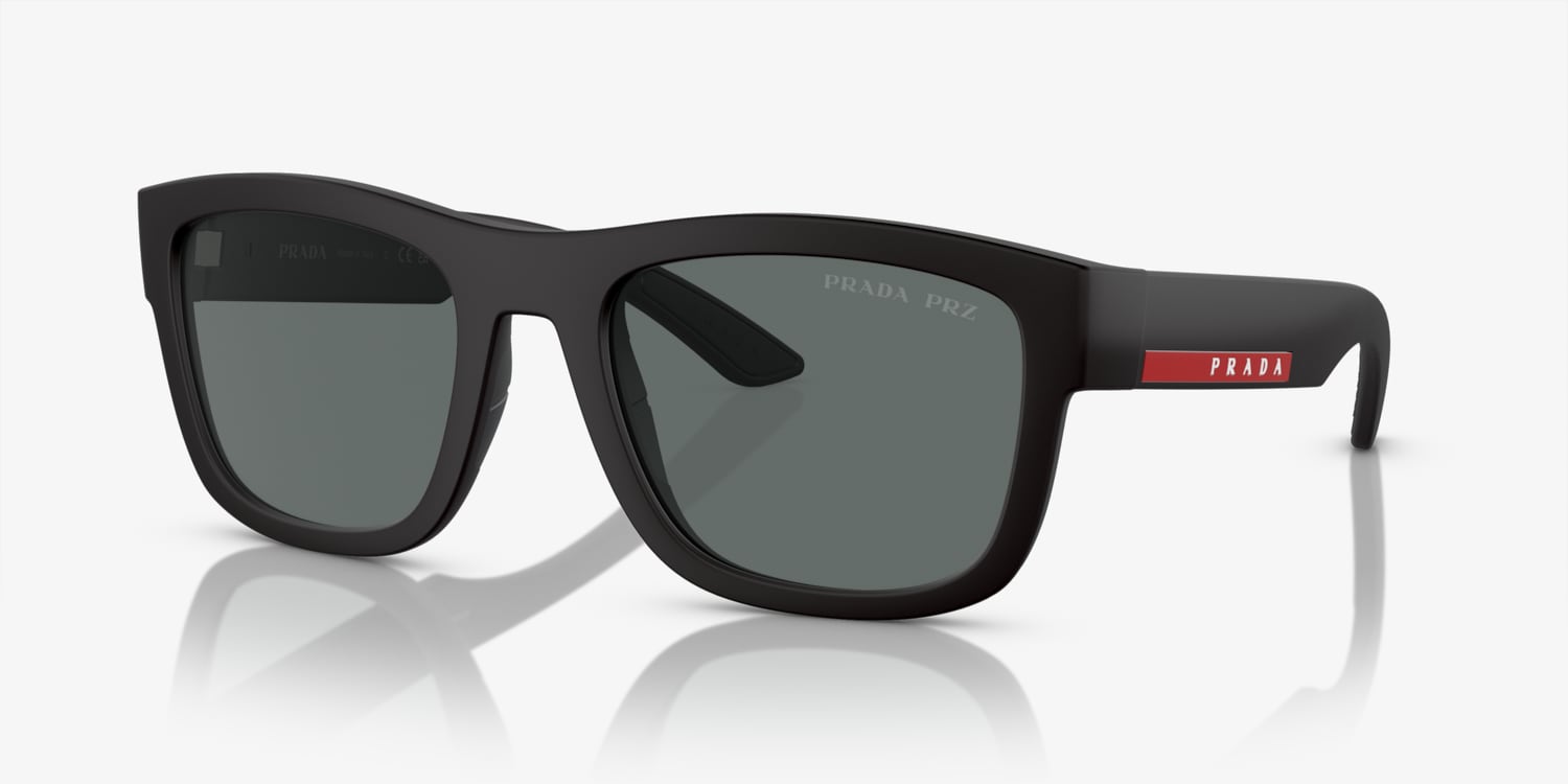 プラダ　PRADA サングラス　ブラック　ポラライズド　Linea Rossa Prada Linea Rossa PS 01ZS Sunglasses | LensCrafters