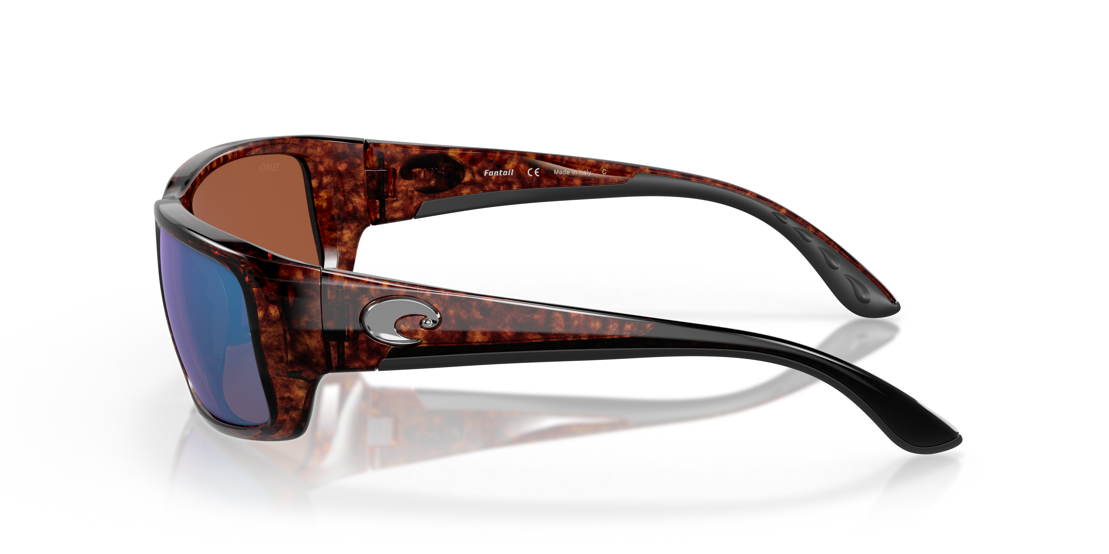 Costa Fantail 6S9006 長方形サングラス メンズ + バンドル デザイナー iWear アイウェアキット付き, 01 ブラックアウト / グレー 580p 偏光, 59 並行輸入品