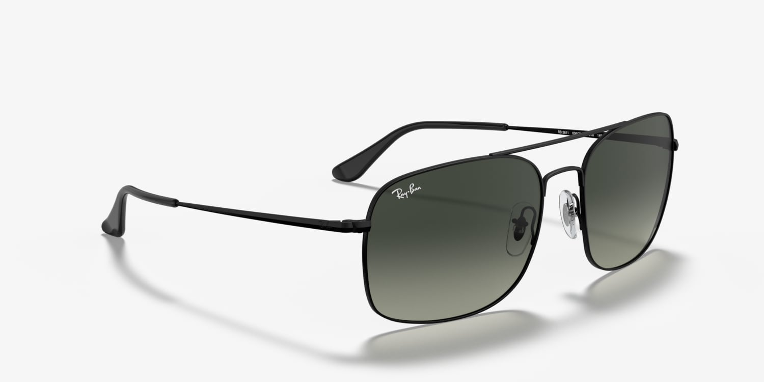 Ray-Ban RB3647-N ブラック ポラライズド ROUND DOUBLE BRIDGE Sunglasses in Black and G-15 Green