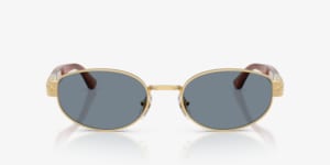 Persol navigator style metal frame sunglasses Persol Sunglasses PO1006S Gold 515/3R Blue Lens - eye-oo.com main image 2