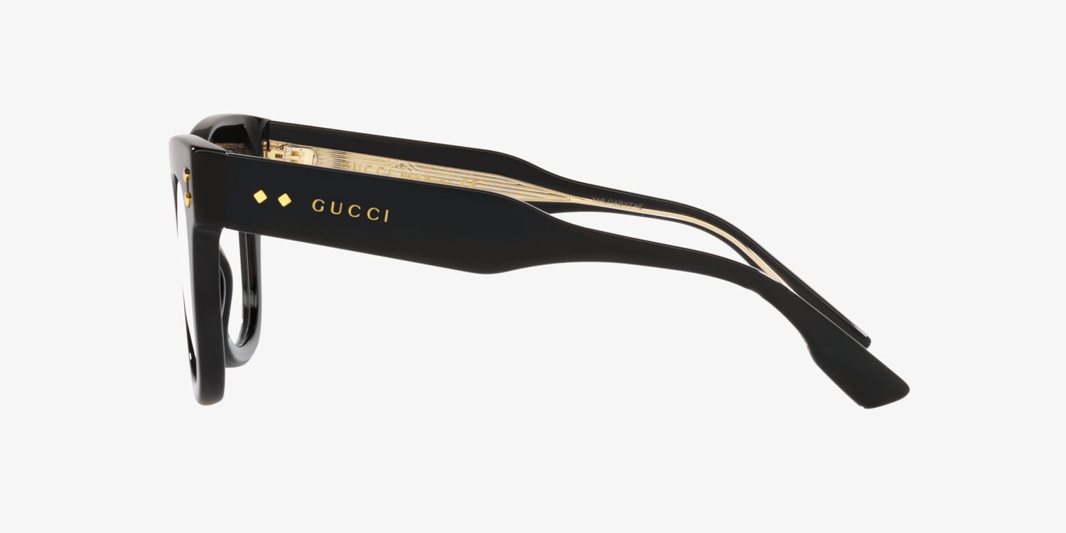 小物 archive gucci rimless eyewear y2k Gucci GG1221O 002 Eyeglasses Men's Gold/Brown Horn Rimless