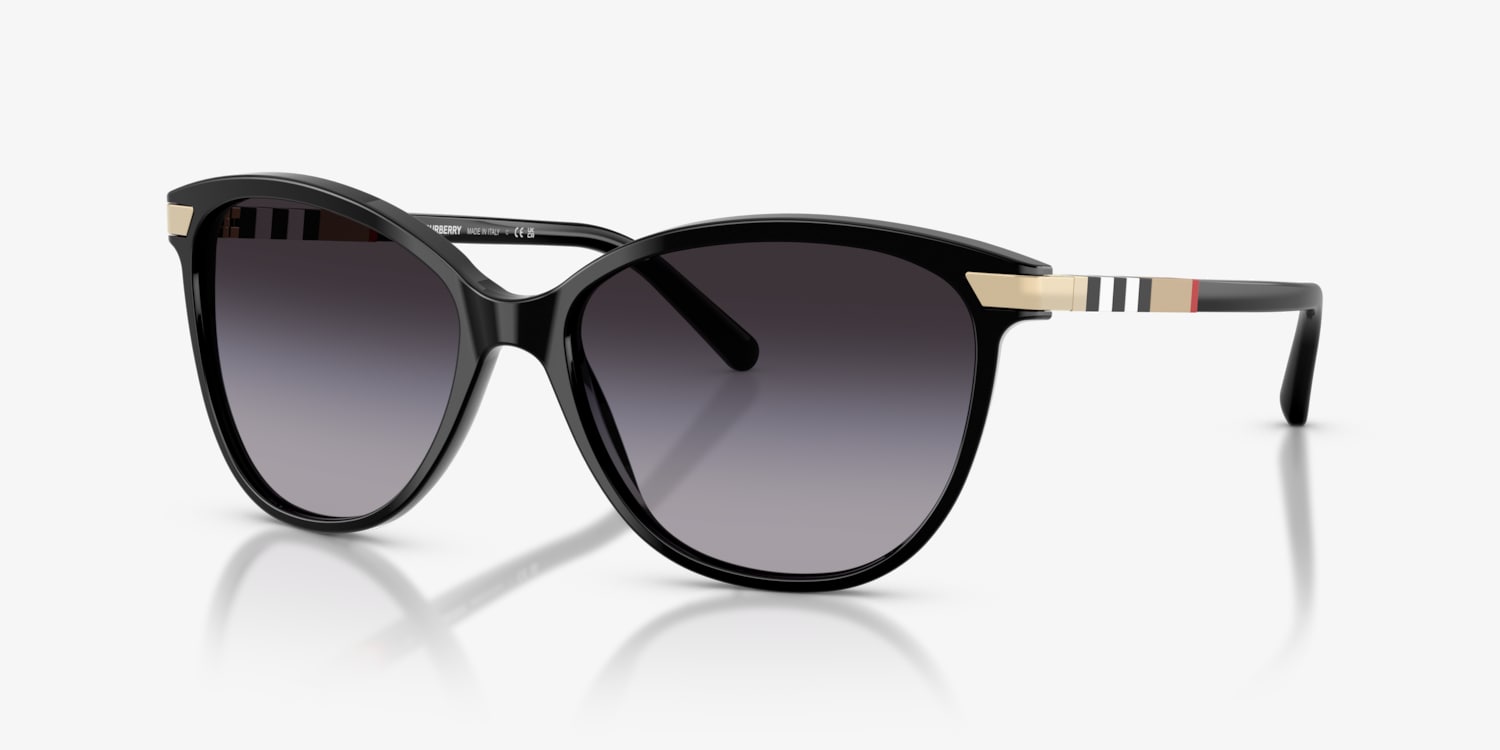 【美品】BURBERRY ブラック キャットアイ サングラス $299 Burberry Cat Eye Elsa B 4346 Black Check Logo