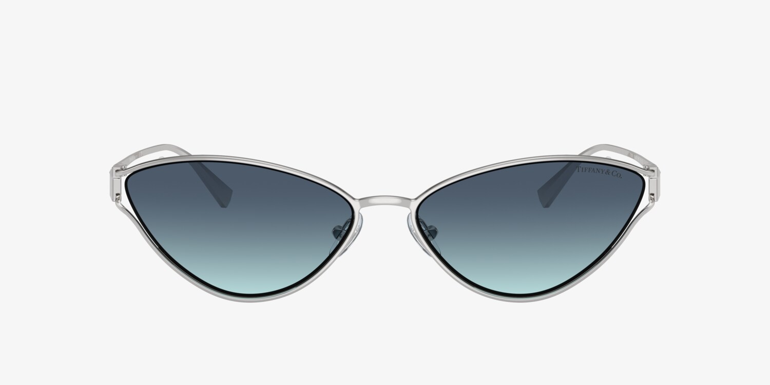 Tiffany & Co Aviator Style Sunglasses TF 3052-B 6001/4Y Silver/Blue Lens Tiffany T:Sunglasses in Silver-coloured Metal with Tiffany  main image 4