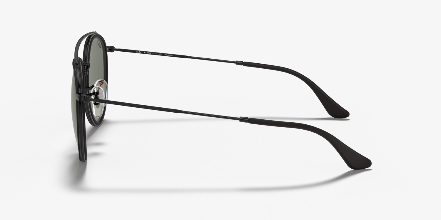Round Double Bridge Ray-Ban black on black NEW unisex sun glasses Sunglasses Ray-Ban Round Double Bridge RB 3647N (002/R5  main image 2