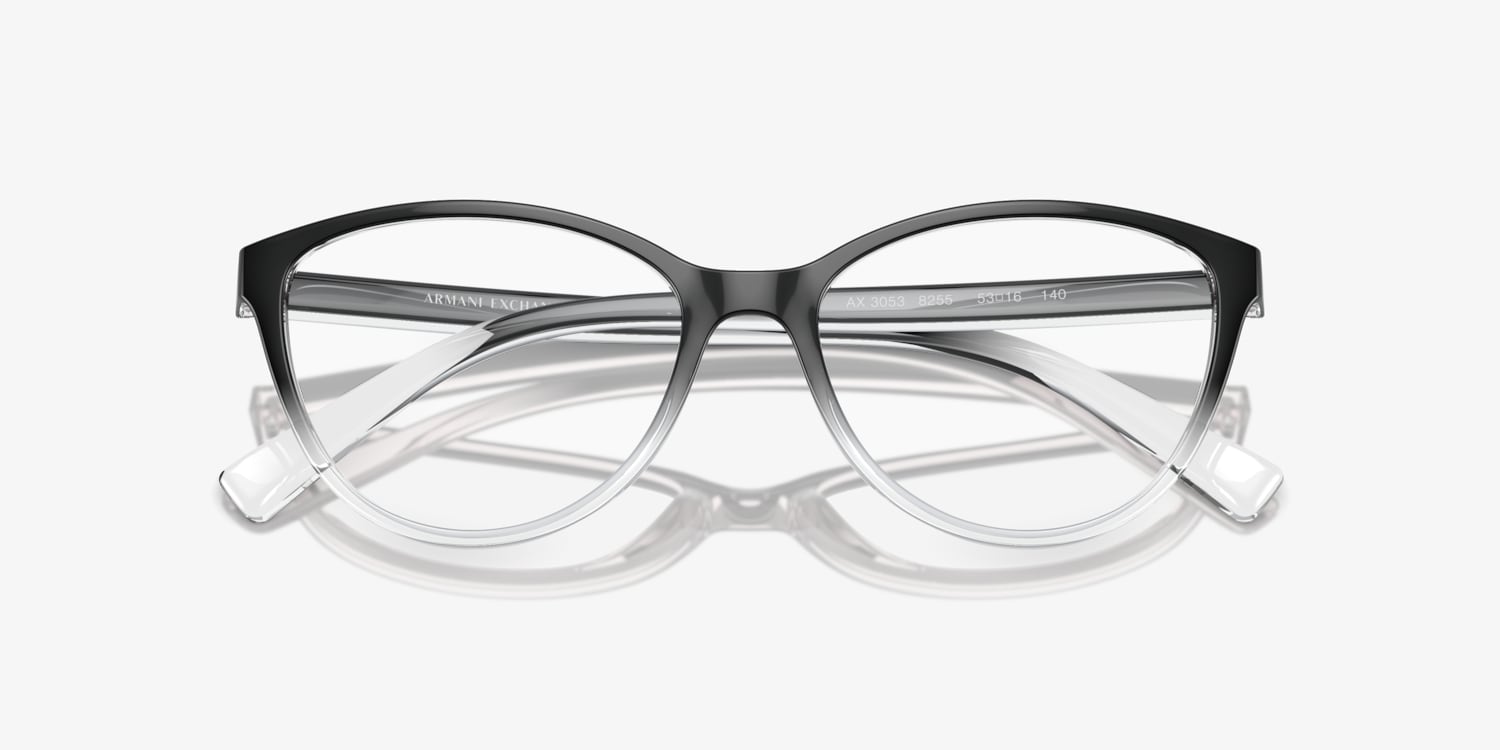 erikaページ Armani Exchange AX3053 - Cat Eye Shiny Black Gray Frame
