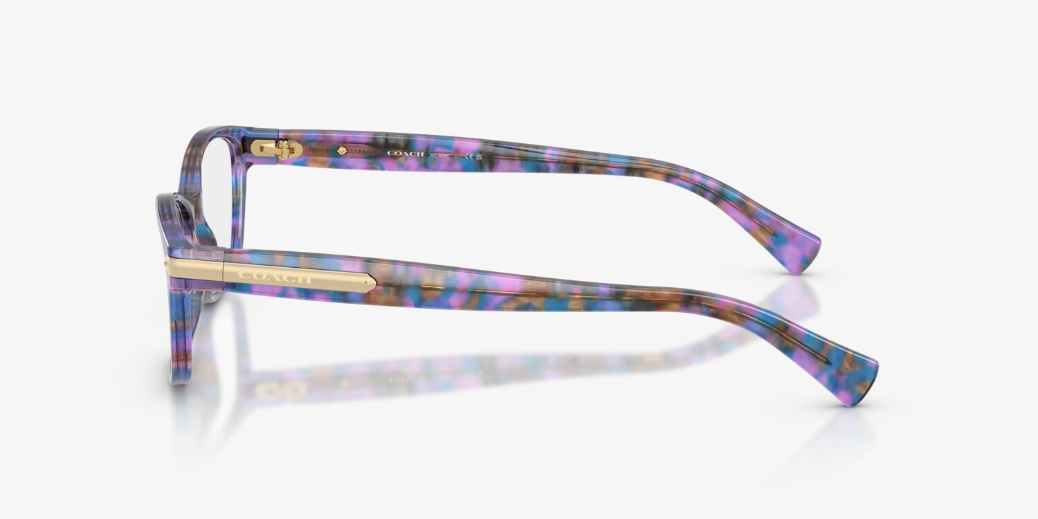 Purple Multi colored Coach Designer Glasses Coach Purple Tortoise Confetti Cat Eye Lucite Glasses  main image 2