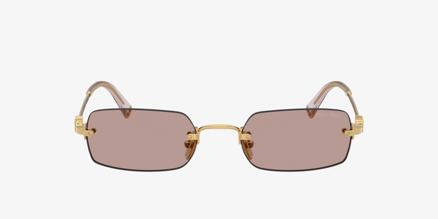 NEW IN BOX - MIU MIU MU 50SS Round Wire Rim Designer Sunglasses, Gold Miu Miu MU 52YS Sunglasses 7OE01T Gold - eye-oo.com main image 4
