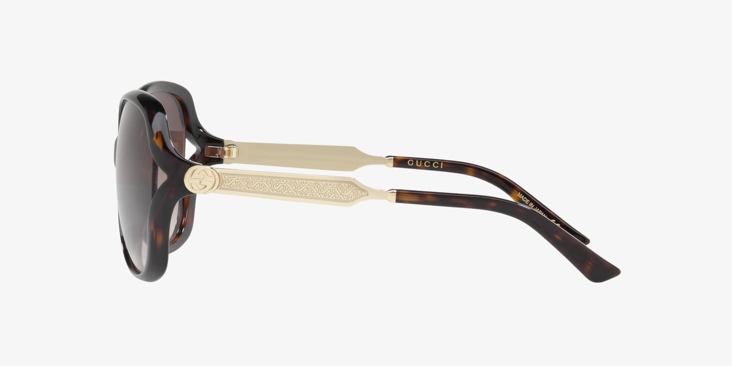 GUCCI サングラス　ベッコウ　ゴールドカラー　GG0076S Gucci GG0076S Sunglasses | LensCrafters