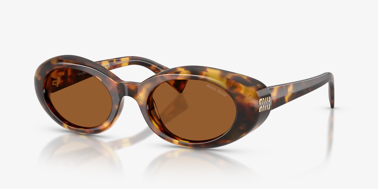 NIB Miu Miu Gold Metal Round Sunglasses with brown  Lenses Miu Miu Logo Metal Round Sunglasses | Neiman Marcus main image 3