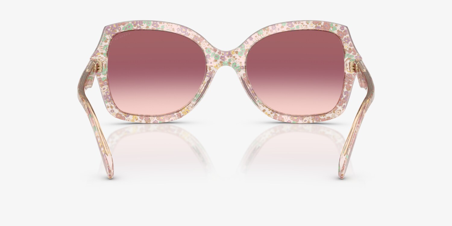 Coach Transparent Pink Floral Sunglasses Coach HC6174 - Rectangle Pink Floral Frame Glasses For Women  main image 4