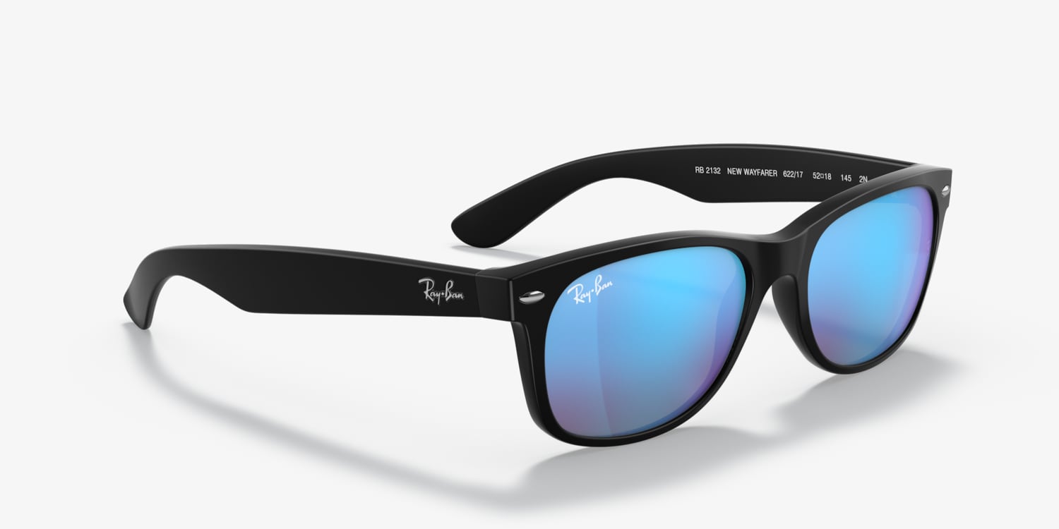 Ray-Ban RB 2132-F New Wayfarer ブラックサングラス Ray-Ban RB 2132 (New Wayfarer II) Sunglasses | FREE Shipping