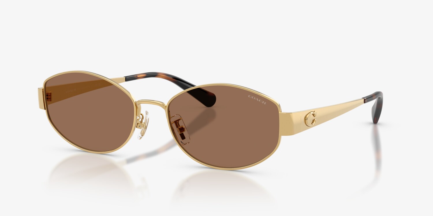 Coach Sunglasses with Brown Lenses and Gold Medallion Coach HC7064 L151 sunglasses for women in Light Gold main image 4