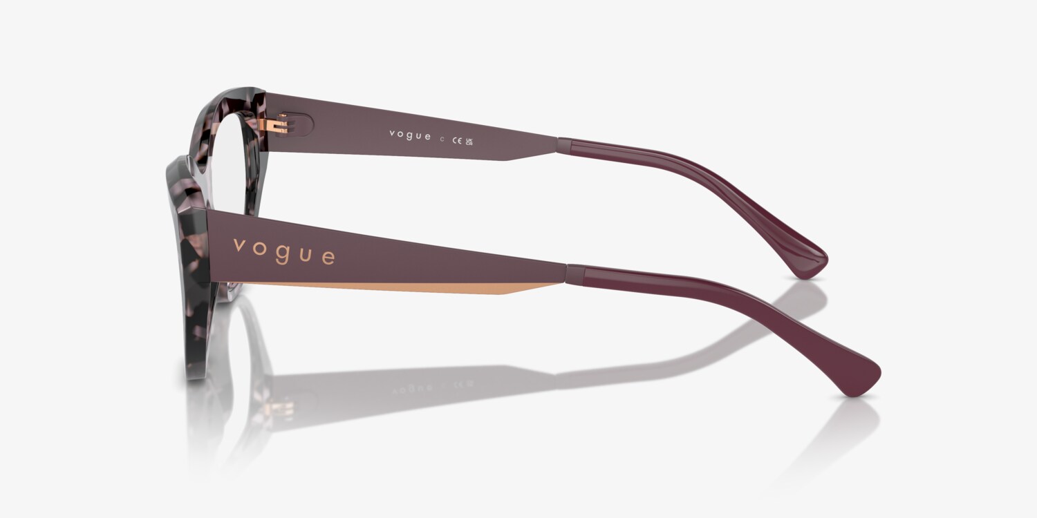 Vogue Brown & Purple Glasses with Black Case. Currently has prescription lenses. Vogue Eyewear VO5285 - Cat Eye Transparent Purple Frame  main image 3