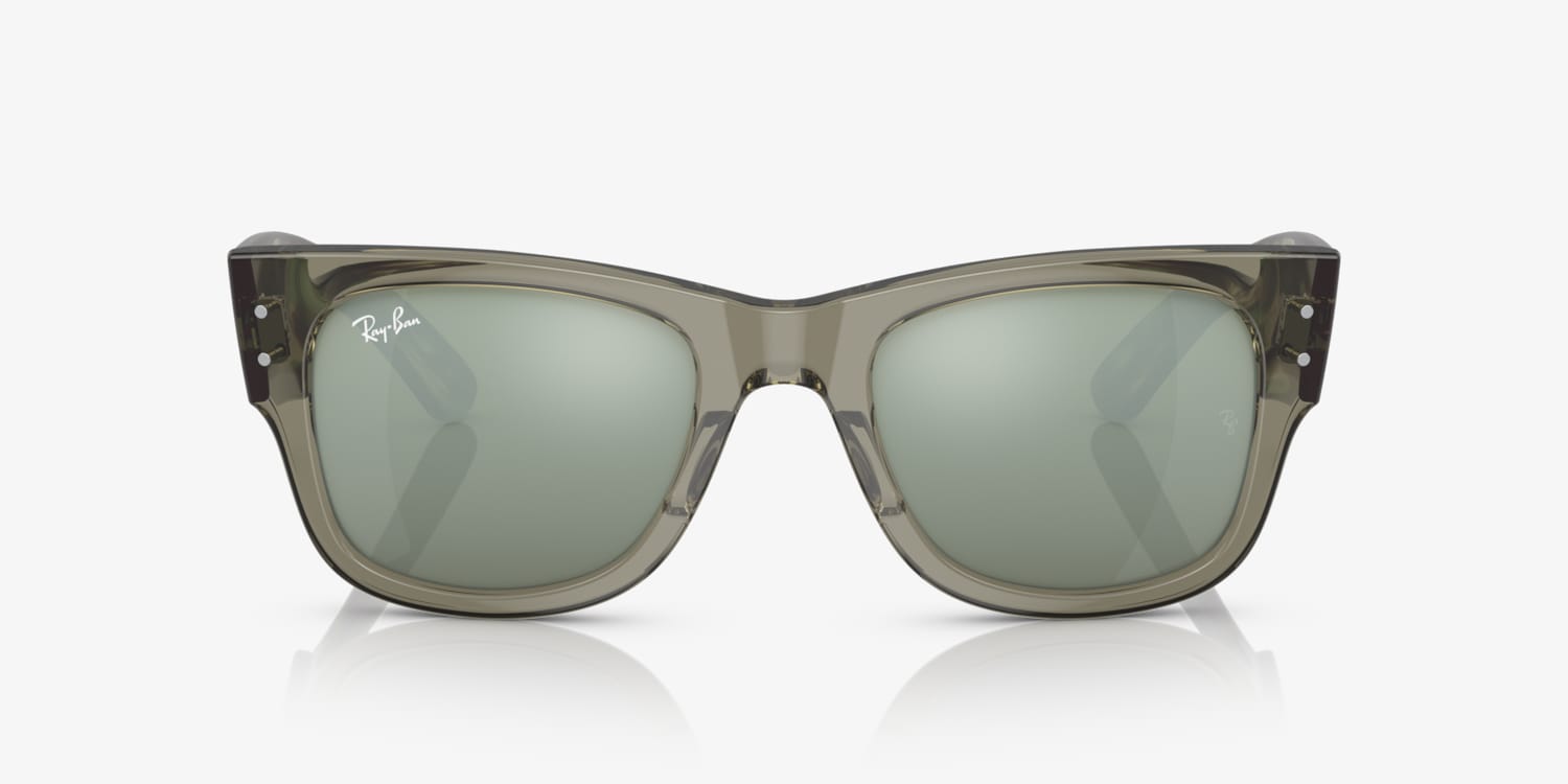 Ray-Ban MEGA WAYFARER ポリッシュトランスペアレントグリーン MEGA WAYFARER Sunglasses in Transparent Green and Silver