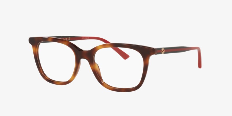 Gucci Women\'s Tortoiseshell Eyeglasses - Brown 56/14 Eyeglasses Gucci Gg logo GG0025O 014 56-14 Havana in stock  main image 3