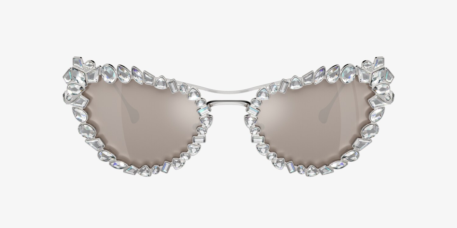 Swarovski Women’s Sunglasses with Crystals Swarovski SK0306H Womens Metal Rimless Sunglass 28B Shiny  main image 3