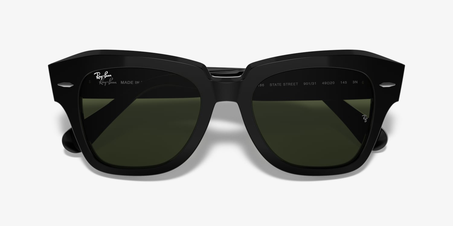 Ray-Ban / サングラス/STATE STREET/ウェリントン/プラスチック/BLK/BLU/メンズ/RB2186 Ray-Ban RB2186 State Street Sunglasses | LensCrafters