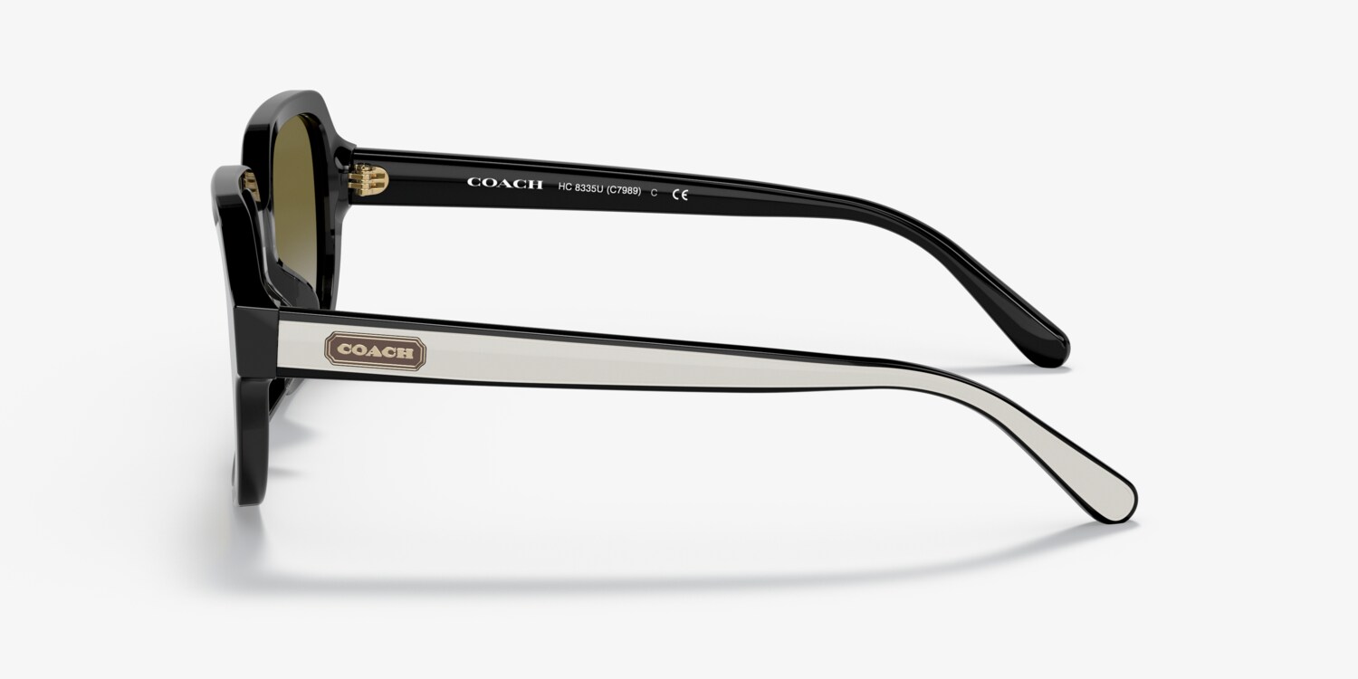 NEW Coach HC 8335U Sunglasses, Black, White Striped Arms, Hard Case Included Coach White Square Sunglasses for Women for sale | eBay main image 2