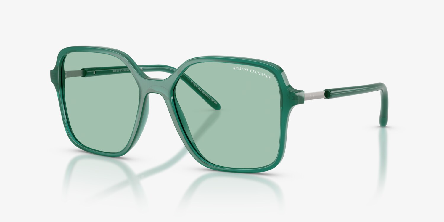Jigsaw Pepsi Green Sunglasses Arm Detail - Branded Accent Olive Stripe Fade/Maui Green Lens Maui Jim Onshore 798 main image 4