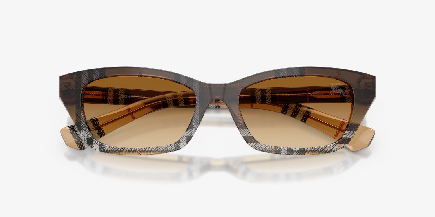 Burberry Semi-Cat Eye Full Rim Sunglasses(BE3088)Brown/Gold Burberry Women main image 3