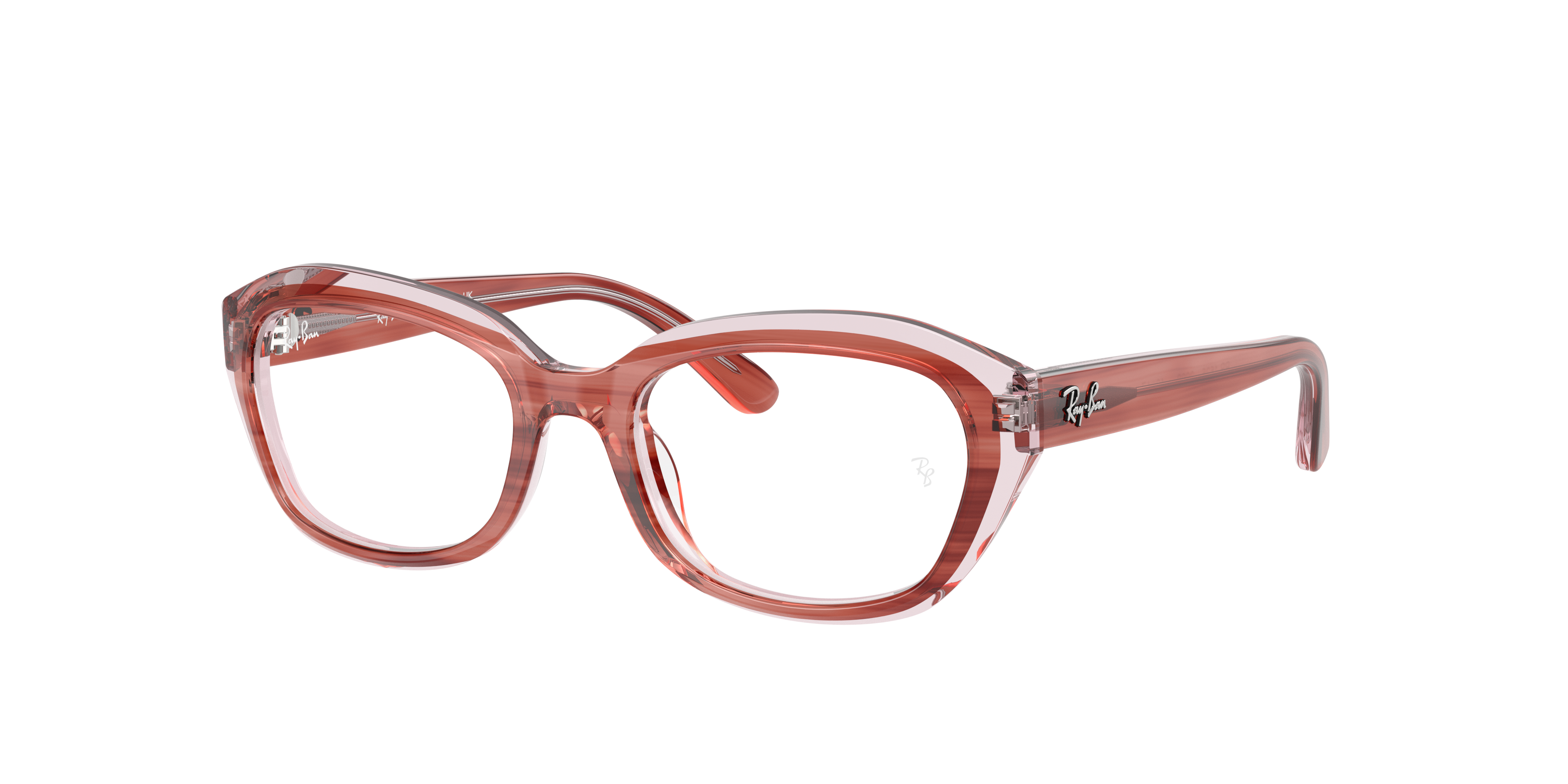 Ray-Ban Woman Striped Pink On Transparent Pink 78$