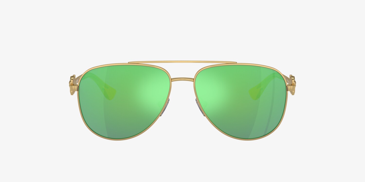VERSACE Olive Green Studded Aviator Sunglasses Versace Men main image 2
