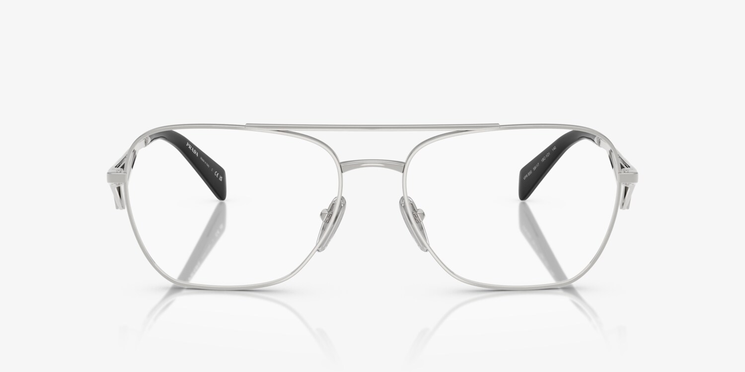 NEW Prada PR B50V Silver Pilot Aviator Eyeglasses Frames Prada PR B50V Pilot Eyeglasses Frames in Silver – Designer  main image 3