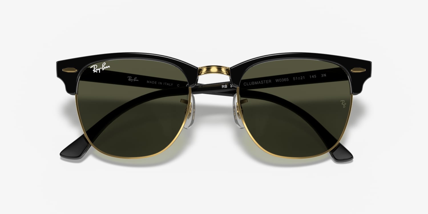 【美品】Ray-Ban CLUBMASTER CLUBMASTER CLASSIC Sunglasses in Black On Gold and G-15