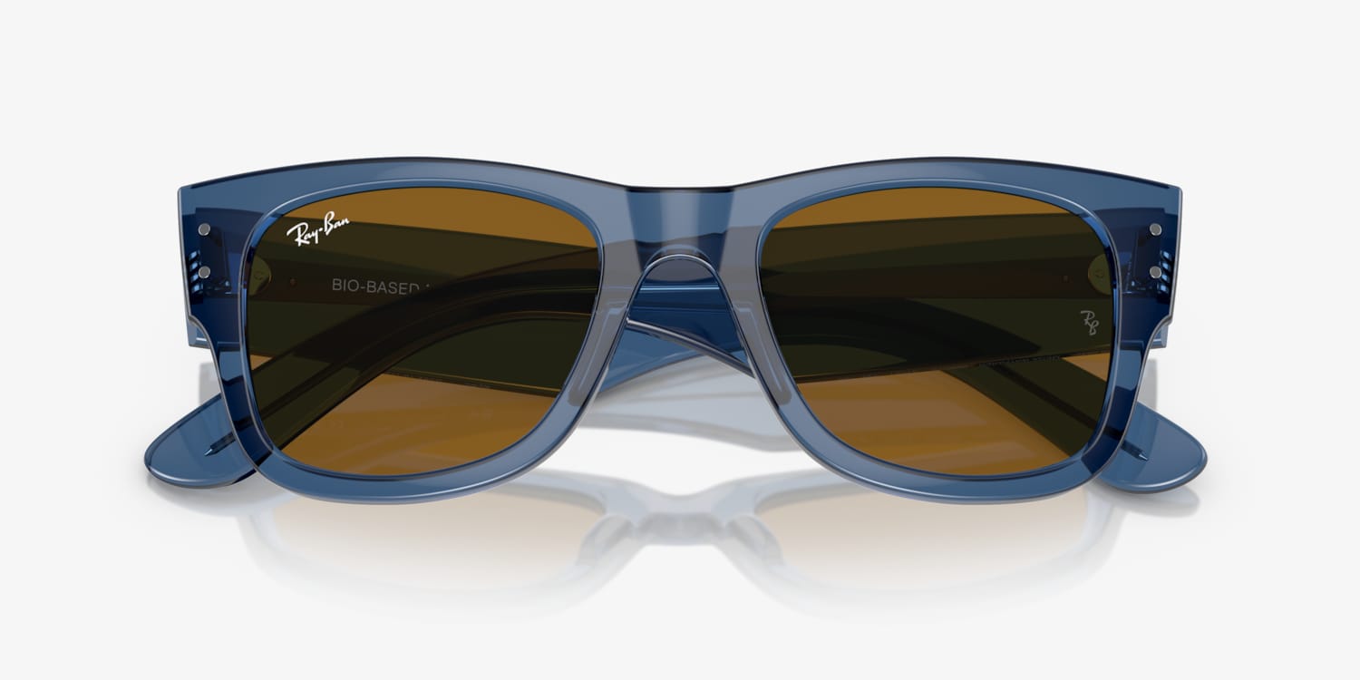 Ray-Ban MEGA WAYFARER ポリッシュドトランスペレントレッド Ray-Ban RB0840S Mega Wayfarer M (51 - 21) with Green lenses