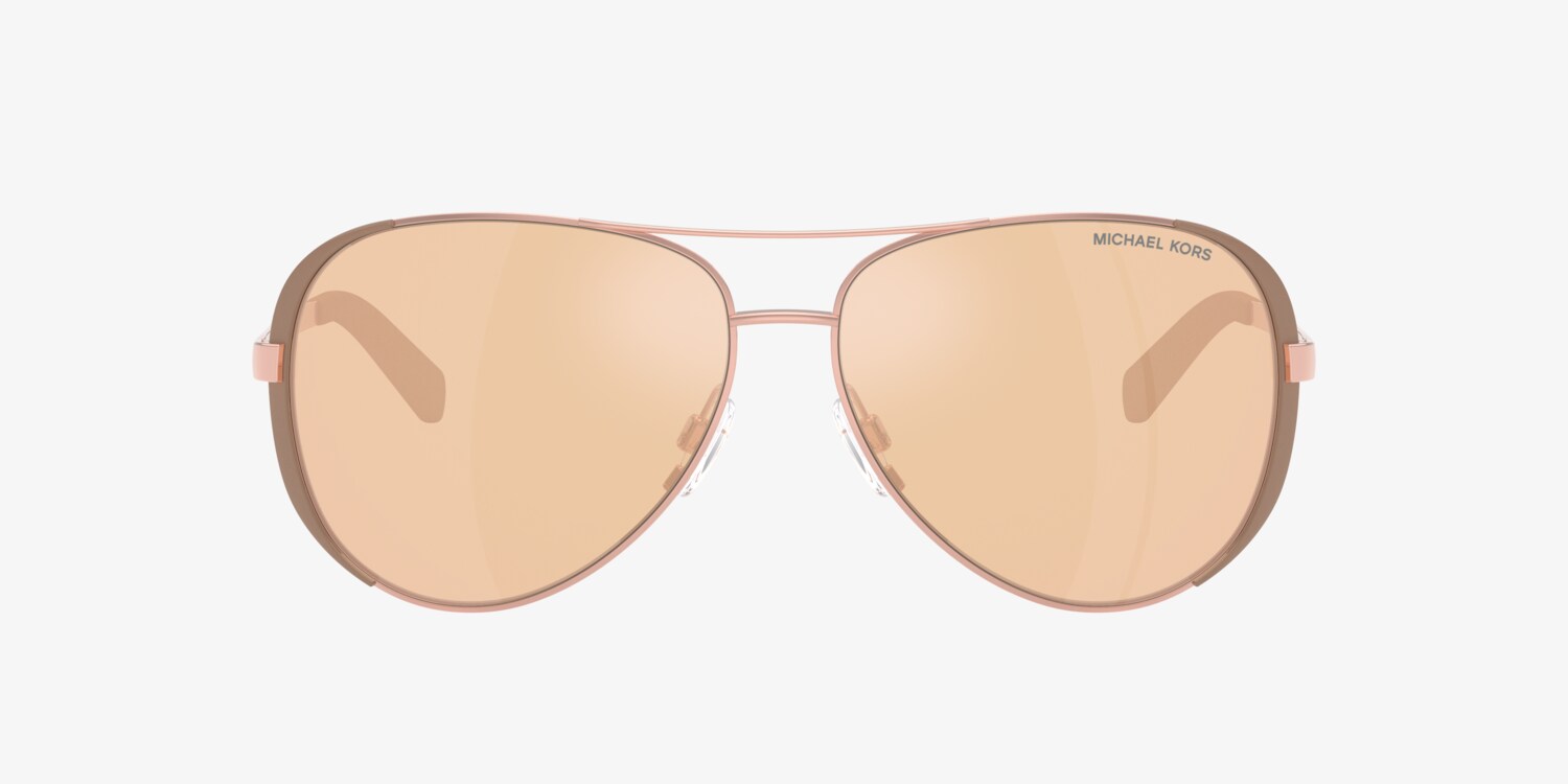 Michael Kors Gold-Tone Light Brown Gradient Aviator Sunglasses MK 5009 Rodinara Michael Kors Rodinara Aviator Sunglasses Silver Metal Frame  main image 2