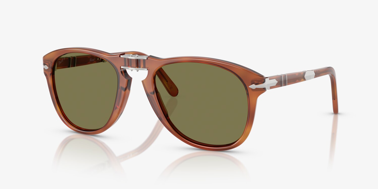 Persol navigator style metal frame sunglasses Persol Sunglasses PO1006S Gold 515/3R Blue Lens - eye-oo.com main image 3