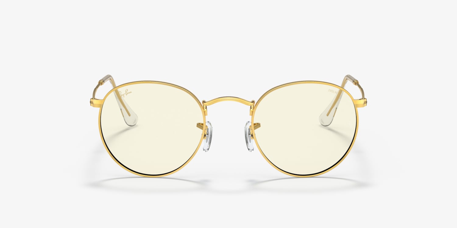 なかかん極美品rayban evolve レイバン　RB3447 Ray-Ban RB3447 Round Blue-Violet Light Clear Evolve