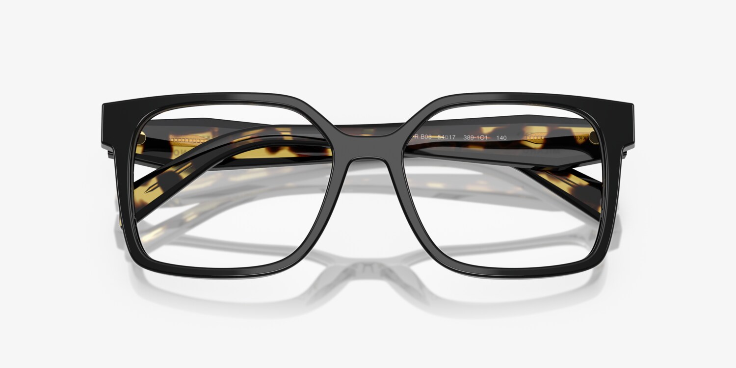 NEW Prada PR B03V Black Tortoise Square Eyeglasses Frames Prada PR B03V rectangle Glasses with Black frame | David Clulow main image 2