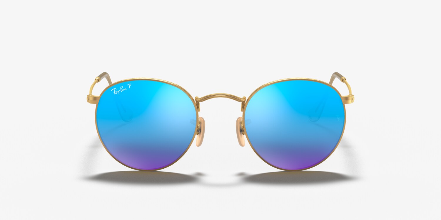 Round RayBan reflections lens Ray-Ban 0RB3647N Sunglasses in Gold | Target Optical main image 3