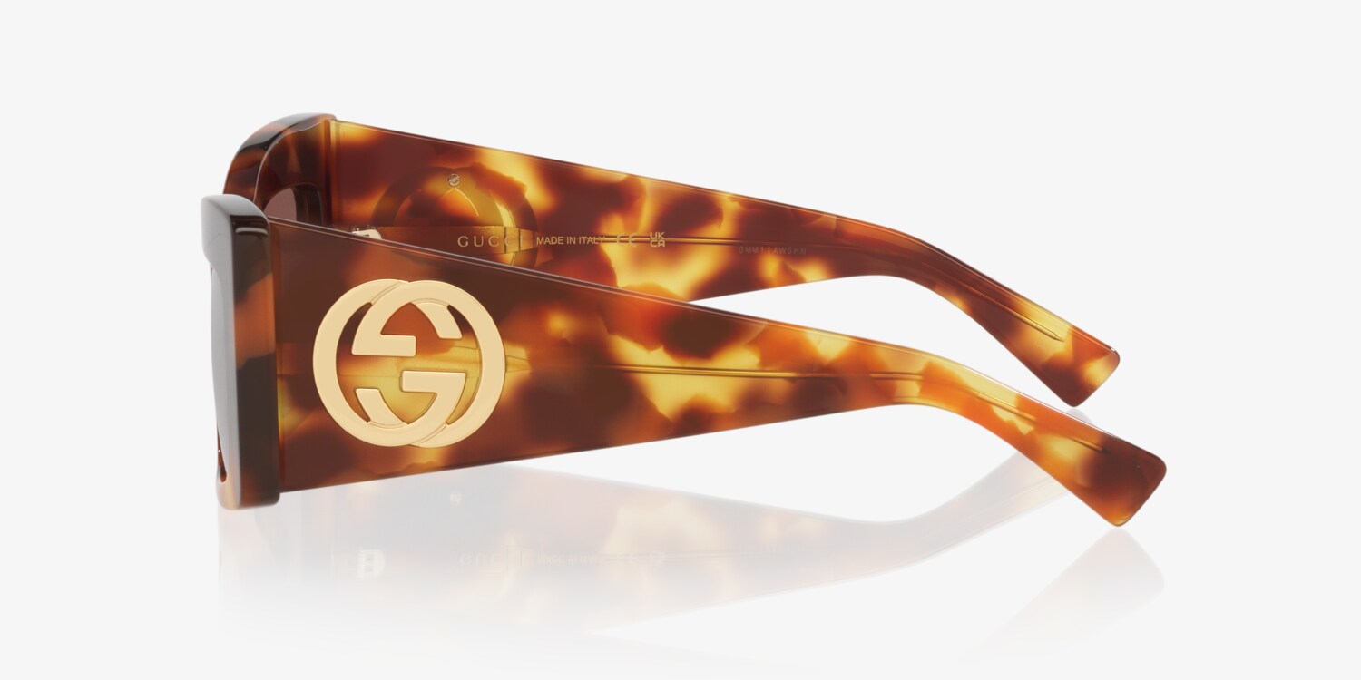 Gucci White Tortoise and Gold Logo Sunglasses 1_42a87608-1ea8-40a4-a0ea-  main image 3
