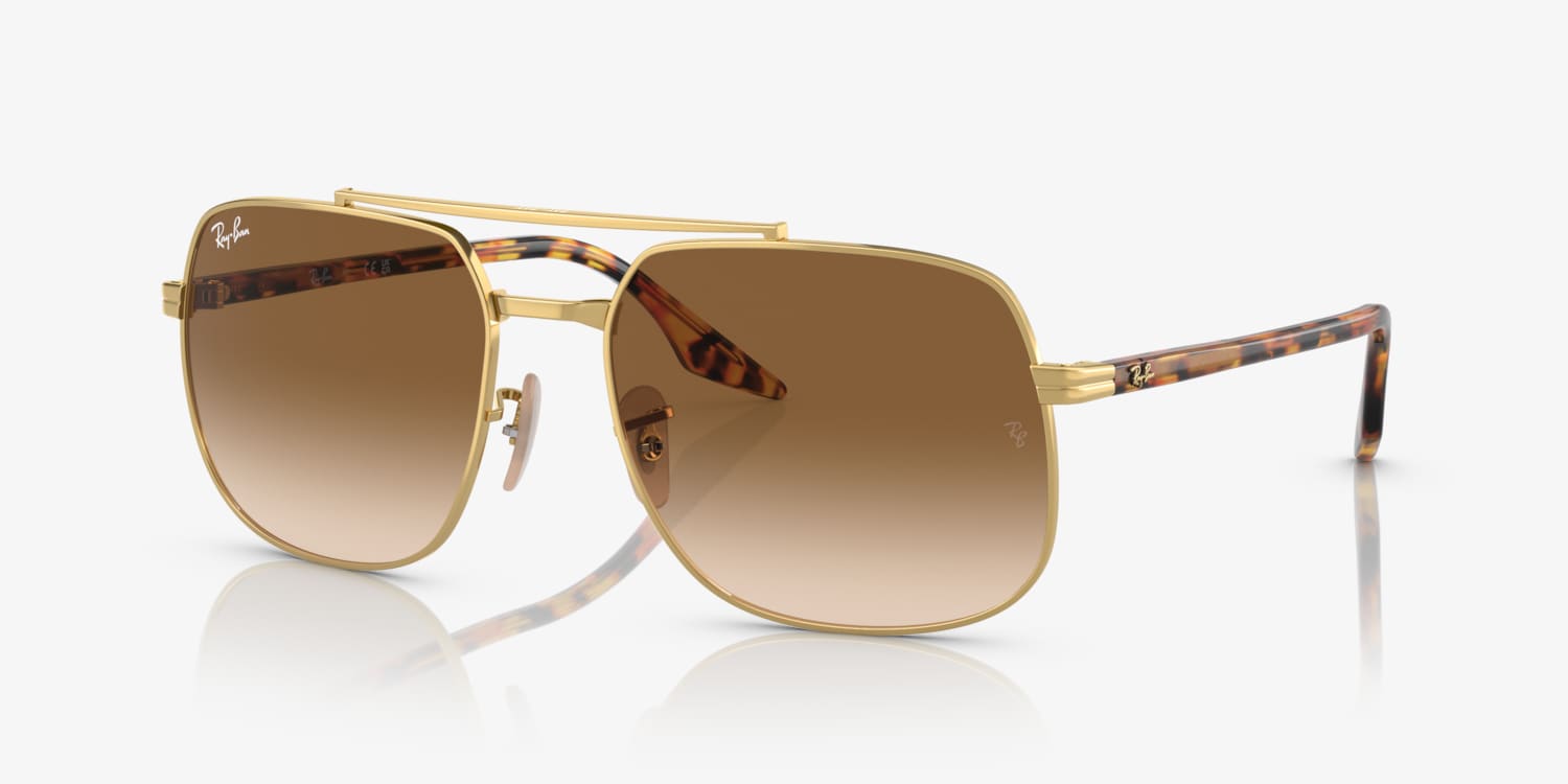 Ray-Ban ゴールドフレーム　グリーンスモークレンズサングラス Amazon | Ray-Ban(レイバン) RB3857 フランクスクエアサングラス