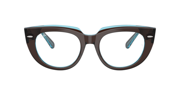 Ray-Ban Doreen Optics Eyeglasses Brown On Transparent Blue Frame Clear Lenses Polarized 50-19