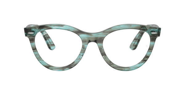 Ray-Ban Wayfarer Way Optics Eyeglasses Striped Transparent Green Frame Clear Lenses Polarized 54-21
