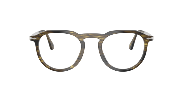 Persol Unisex Square Pier Eyeglasses, PO3387V - Striped Black Olive Green