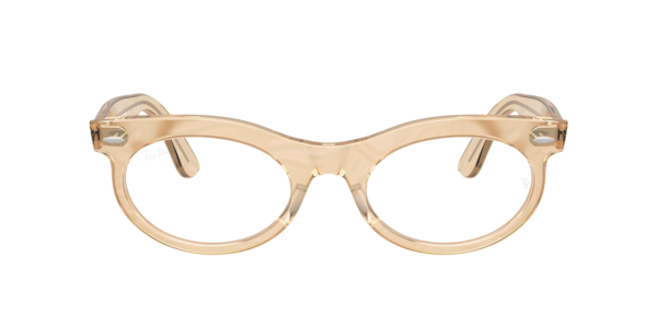 Ray-Ban Wayfarer Oval Optics Change Eyeglasses Photo Waves Brown Frame Clear Lenses Polarized 50-22