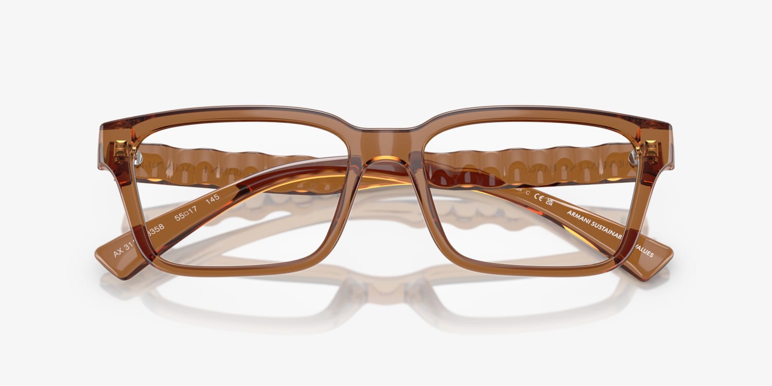 Armani Exchange Clear Light Brown Transparent Frame Glasses Armani Exchange 0AX3037 Glasses in Brown/Tan | Target Optical main image 2