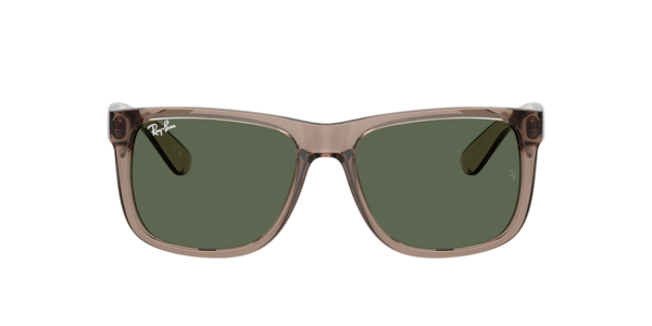 Ray-Ban Justin Classic Sunglasses Transparent Brown Frame Green Lenses 55-17