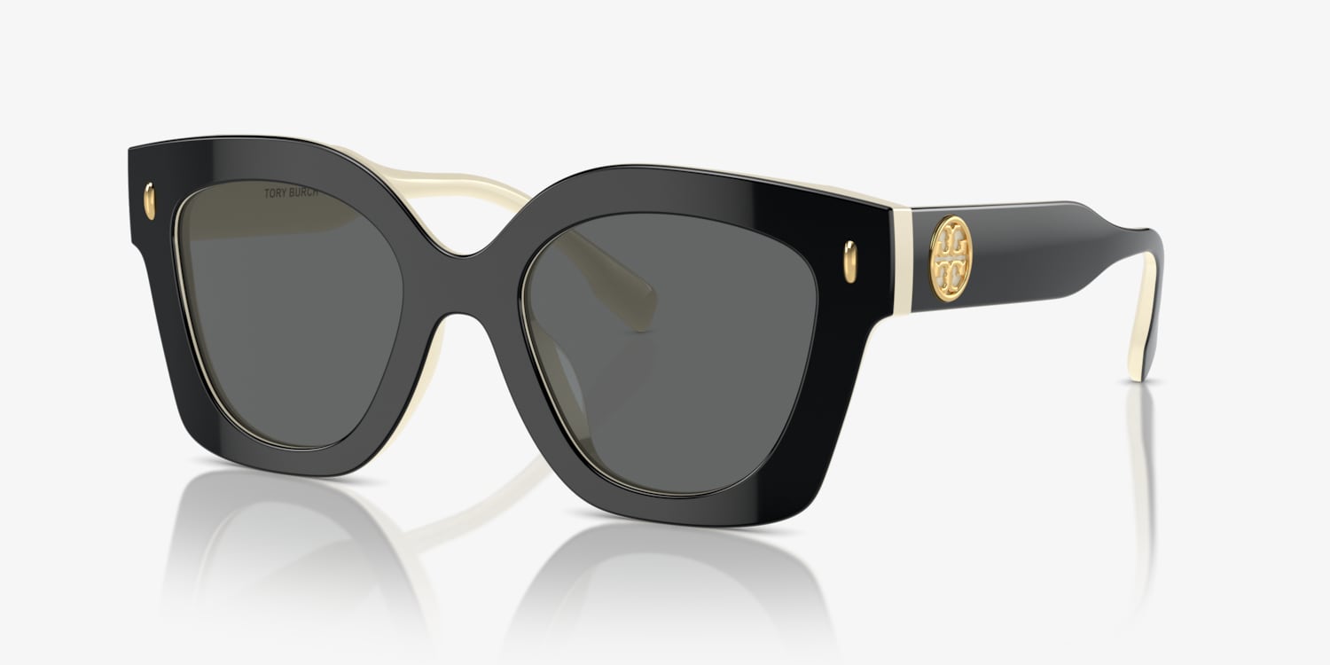 Tory Burch TY7201U Black Ivory Cat Eye Sunglasses 1988/87 49mm w/ Case Tory Burch TY7201U Sunglasses | LensCrafters main image 4