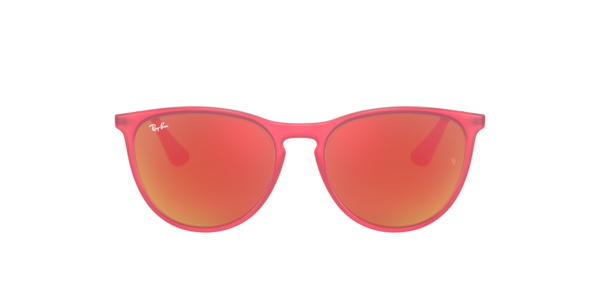 Ray-Ban Jr. Erika RJ9060S Mirror Sunglasses for Kids - Matte Fuxia Fluo Trans Rubber/Red Mirror