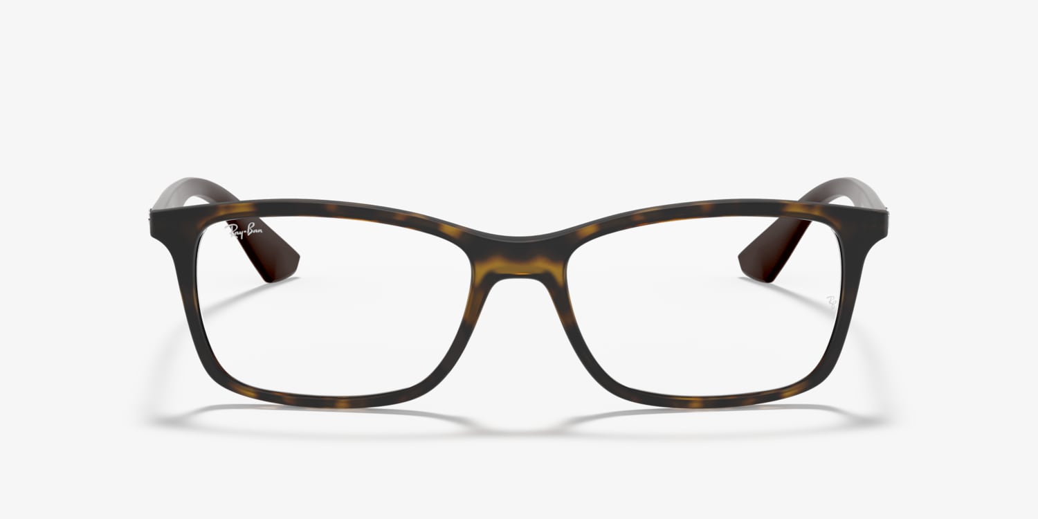 RAY-BAN RB7047 5573 Brown Tortoise Matte Eyeglasses Frame 54□17-140 Ray-Ban RB7047 - Rectangle Tortoise Brown Frame Eyeglasses  main image 2