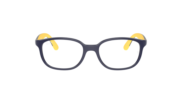 Ray-Ban Rb1632 Optics Kids Bio-based Eyeglasses Dark Blue On Yellow Frame Clear Lenses 48-16