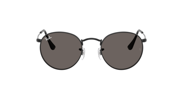 Ray-Ban Round Metal Sunglasses Black Frame Grey Lenses 50-21