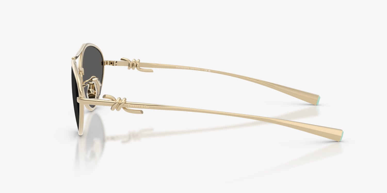 New Tiffany & Co. Women Pale Gold Sunglasses 56-17-140 Tiffany Eyewear:Sunglasses in Gold-plated Metal with  main image 2