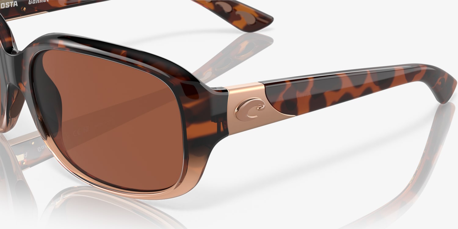 Costa Del Mar 6S9041 GANNET Sunglasses Brown Tortoise Ladies Oversized Shades Costa Gannet M (58-17) with Green Mirror lenses and Shiny  main image 3
