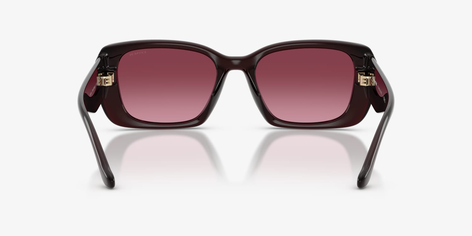 Y2K Coach Nadia Women’s Burgundy Rectangle Sunglasses with Gradient Lenses Coach Burgundy Sunglasses - Gem main image 2